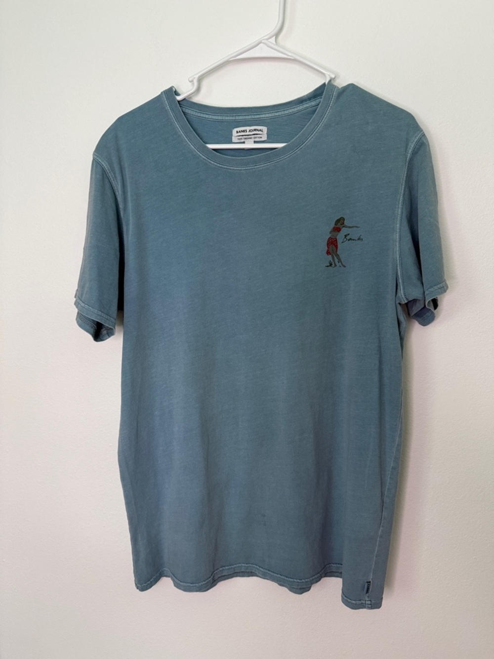 Banks Journal Men’s 100% Organic Cotton Crew Neck T-Shirt Hula Girl Size L